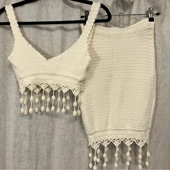Capittana Crochet Cream Top and Skirt Set - Picture 2 of 5